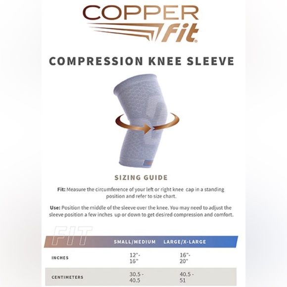 COPPER FIT SERENITY COMPRESSION KNEE SLEEVE ADVANCED COMPRESSION - Picture 6 of 6